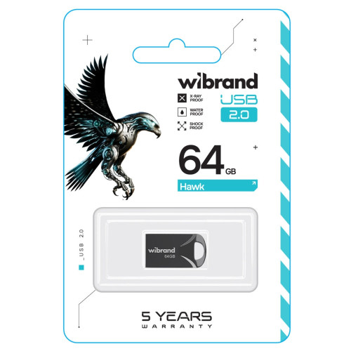 Флешка Wibrand Hawk 64GB USB 2.0 (Black)
