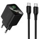 Мережевий зарядний пристрій Hoco CS84A з дисплеєм USB-A+USB-C (30W · 3A) з кабелем Type-C – Type-C (Black)