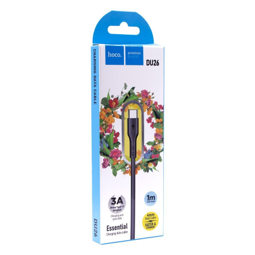 Кабель Hoco DU26 USB-A – Type-C (long pin 8 мм) (1 м · 15W · 3A) (Black)