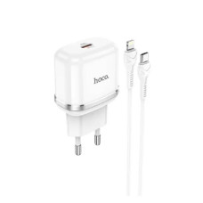 Сетевое зарядное устройство Hoco N24 USB-C (20W · 3A) с кабелем Type-C – Lightning (White)