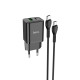 Сетевое зарядное устройство Hoco N28 USB-A+USB-C (20W · 3A) с кабелем Type-C – Type-C (Black)