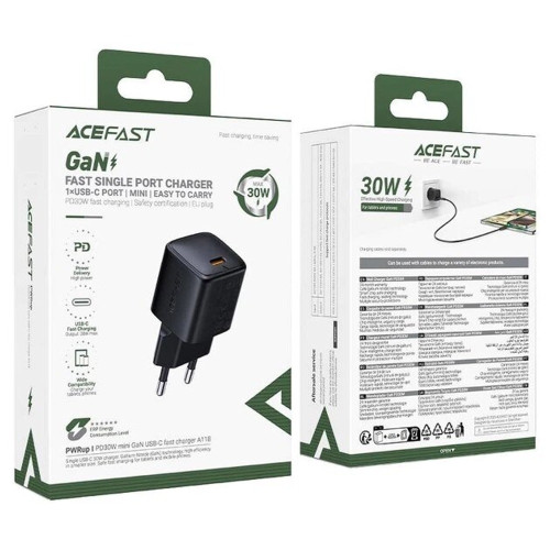 Сетевое зарядное устройство Acefast A118 USB-C (30W · 3A) (Black)