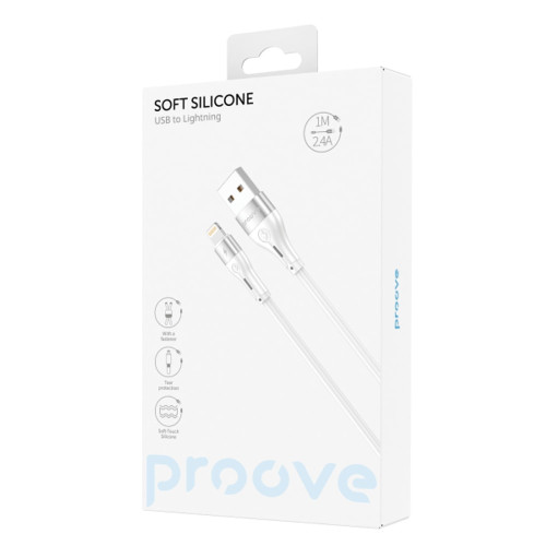 Кабель Proove Soft Silicone USB-A – Lightning (1 м · 12W · 2.4A) (White)
