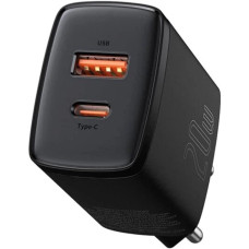 Сетевое зарядное устройство Baseus Compact USB-A+USB-C (20W · 3A) (CCXJ-B01) (Black)