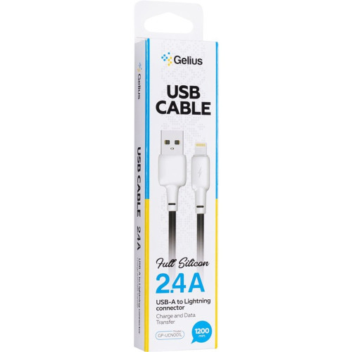 Кабель Gelius Full Silicon USB-A to Lightning 18W 1.2м (GP-UCN001L) black white