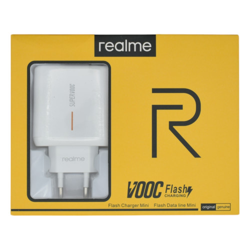Сетевое зарядное устройство Realme USB-A (65W · 5A) с кабелем USB-A – Type-C (OEM) (White)