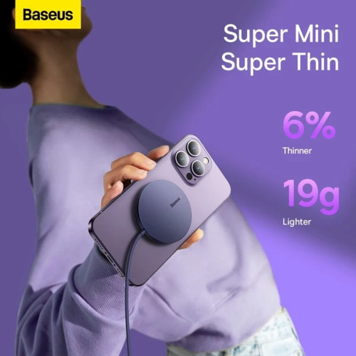 Беспроводное зарядное устройство Baseus Simple Mini3 Magnetic Wireless Charger (15W) (Purple)