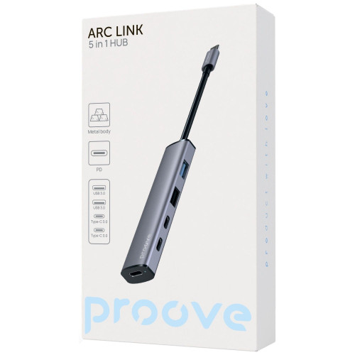 USB-хаб Proove Arc Link 5в1 (2xUSB 3.0 · 3xType-C) (Silver)