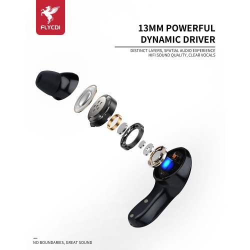 Наушники Bluetooth Wireless FLYCDI TWS-002 (Black)