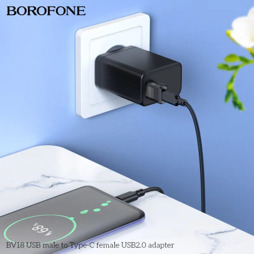 Перехідник OTG Borofone BV18 USB-A 2.0 – Type-C (Black)