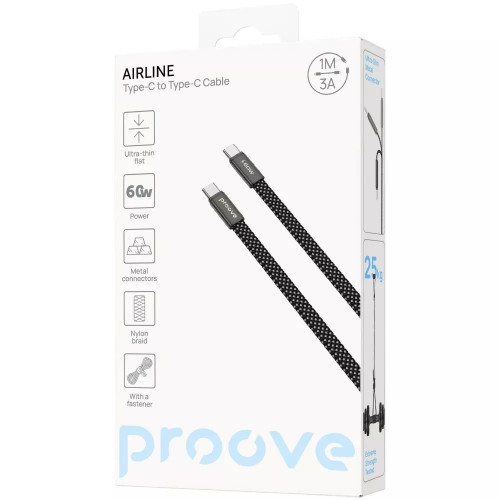 Кабель Proove AirLine Type-C – Type-C (1 м · 60W · 3A) (White)