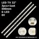 Прямая подсветка для телевизора Changhong 32″ MG-32D2806V2C3B59018M-YY (3 планки по 590 мм, 6 LED, линза 15,5 мм, 6 В)
