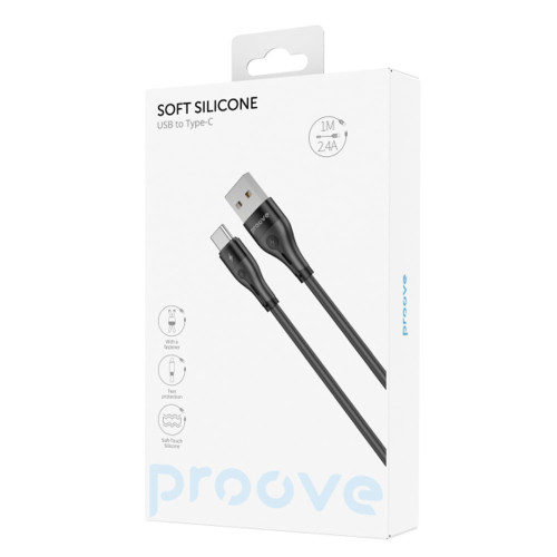 Кабель Proove Soft Silicone USB-A – Type-C (1 м · 12W · 2.4A) (Black)