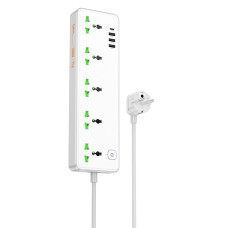 Сетевой фильтр Hoco AC13A на 5 розеток (17W · 4xUSB-A · 1.5 м) (White)