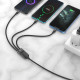 Кабель Hoco U104 Ultra charging 3-в-1 USB-A – Lightning/Micro-USB/Type-C (1.2 м · 66W · 6A) (Black)