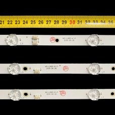 Пряма підсвітка для телевізора Akai 40″ 21MN200I9N0100154803932 V1 (3 планки по 760 мм, 8 LED, лінза 15,5 мм, 6 В)