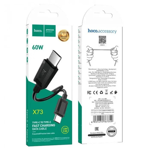 Кабель Hoco X73 Type-C – Type-C (1 м · 60W · 3A) (Black)