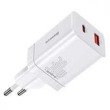 Сетевое зарядное устройство Baseus Super Si Pro USB-A+USB-C (30W · 3A) (CCSUPP-E02) (White)