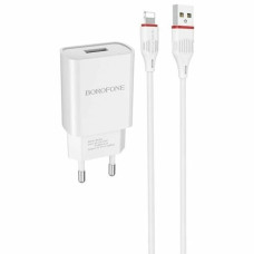 Мережевий зарядний пристрій Borofone BA20A USB-A (10.5W · 2.1A) з кабелем USB-A – Lightning (White)