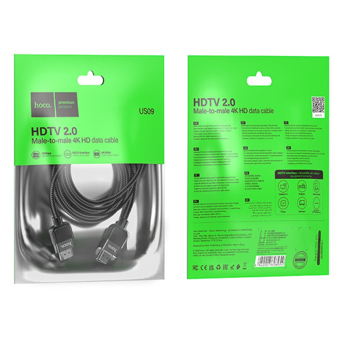 Кабель Hoco US09 HDMI – HDMI (2 м · 4K) (Black)