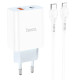 Сетевое зарядное устройство Hoco C97A USB-A+USB-C (20W · 3A) с кабелем Type-C – Lightning (White)