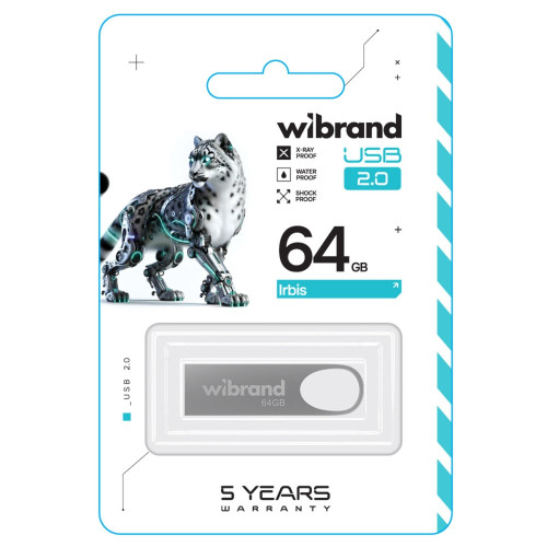 Флешка Wibrand Irbis 64GB USB 2.0 (Silver)
