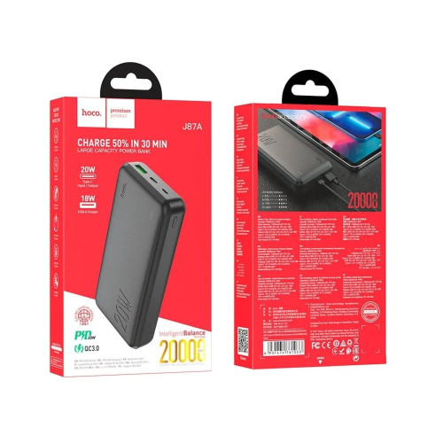 Повербанк Hoco J87A PD20W+QC3.0 (20000 mAh) (Black)