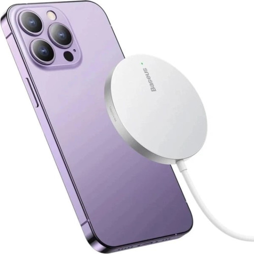 Бездротовий зарядний пристрій Baseus Simple Mini3 Magnetic Wireless Charger (15W) (Silver)