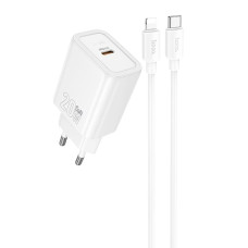Мережевий зарядний пристрій Hoco N60 USB-C (20W · 3A) з кабелем Type-C – Lightning (White)