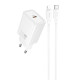 Сетевое зарядное устройство Hoco N60 USB-C (20W · 3A) с кабелем Type-C – Lightning (White)