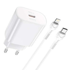 Сетевое зарядное устройство Hoco N22 (25W) с кабелем Type-C – Lightning (White)