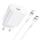 Сетевое зарядное устройство Hoco N22 (25W) с кабелем Type-C – Lightning (White)