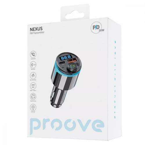 FM-модулятор Proove Launcher Nexus USB-A+USB-C (30W · 3A) (Black)