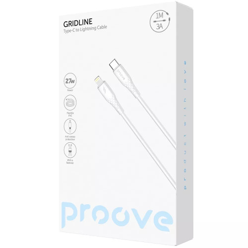 Кабель Proove GridLine Type-C – Lightning (1 м · 27W · 3A) (White)