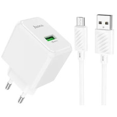Сетевое зарядное устройство Hoco CS12A USB-A (18W · 3A) с кабелем USB-A – Micro-USB (White)