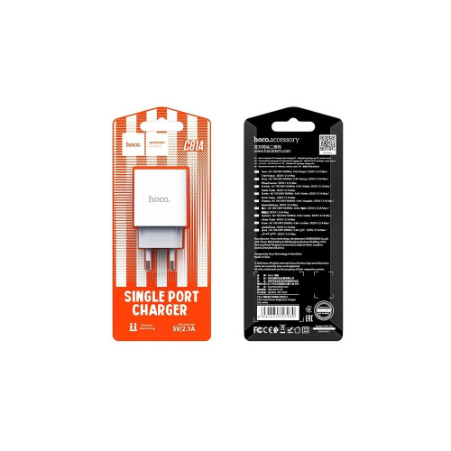 Сетевое зарядное устройство Hoco C81A USB-A (10.5W · 2.1A) (White)