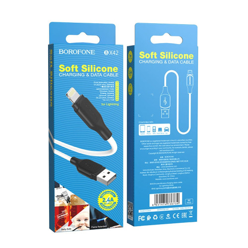 Кабель Borofone BX42 Silicone USB-A – Lightning (1 м · 12W · 2.4A) (White)