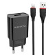 Мережевий зарядний пристрій Borofone BA20A USB-A (10.5W · 2.1A) з кабелем USB-A – Lightning (Black)