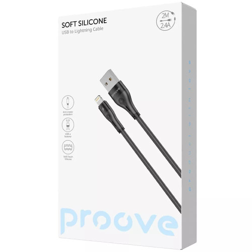 Кабель Proove Soft Silicone USB-A – Lightning (2 м · 12W · 2.4A) (Black)
