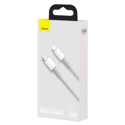 Кабель Baseus High Density Braided Type-C – Lightning PD (1 м · 20W · 2.4A) (White)