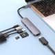 USB-хаб Hoco HB28 6в1 Type-C (HDMI · USB 3.0 · USB 2.0 · SD · microSD · PD) (Metal Gray)
