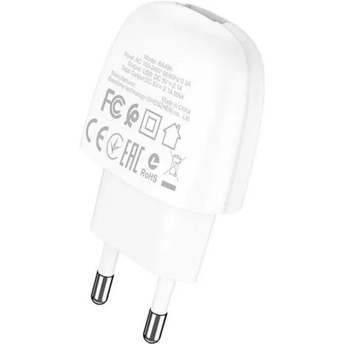 Мережевий зарядний пристрій Borofone BA49A USB-A (10.5W · 2.1A) (White)