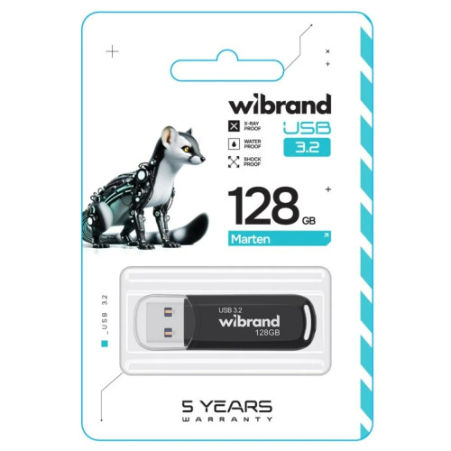 Флешка Wibrand Marten 128GB USB 3.2 Gen 1 (Black)