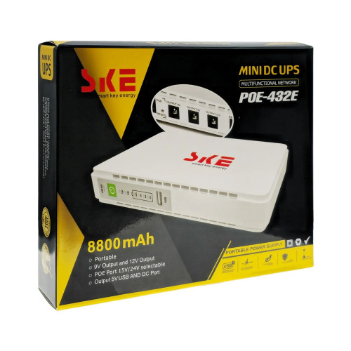 Безперебійний блок живлення UPS POE-432E USB DC: 5V 9V 12V (8800 mAh) (White)