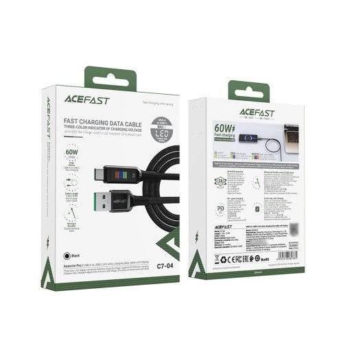 Кабель Acefast C7-04 USB-A – Type-C (1.2 м · 60W · 3A) (Black)