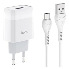 Сетевое зарядное устройство Hoco C72A USB-A (10.5W · 2.1A) с кабелем USB-A – Type-C (White)