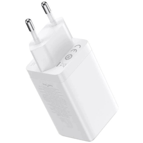 Мережевий зарядний пристрій Baseus GaN5 Pro USB-A+2xUSB-C (65W · 3A) з кабелем Type-C – Type-C 100W 5A (CCGP120202) (White)