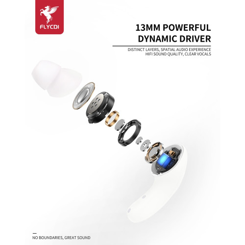 Наушники Bluetooth Wireless FLYCDI TWS-002 (White)