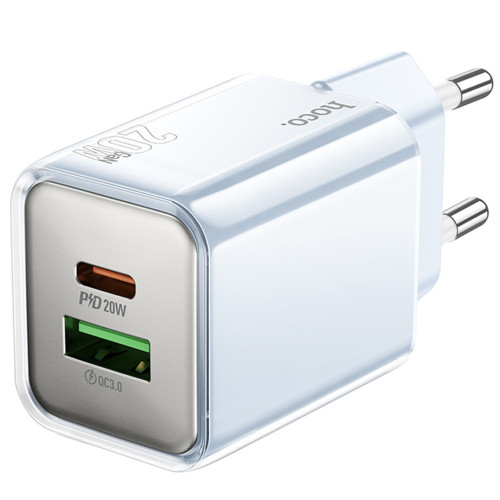 Сетевое зарядное устройство Hoco N46 USB-A+USB-C (20W · 3A) (Blue)