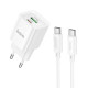 Сетевое зарядное устройство Hoco C147A USB-A+USB-C (20W · 3A) с кабелем Type-C – Type-C (White)